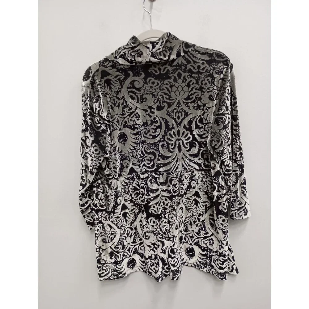 Ruby Rd Womens Top Large Petite Silver Black‎ Floral Burnout Velvet Whimsygoth - Picture 10 of 12